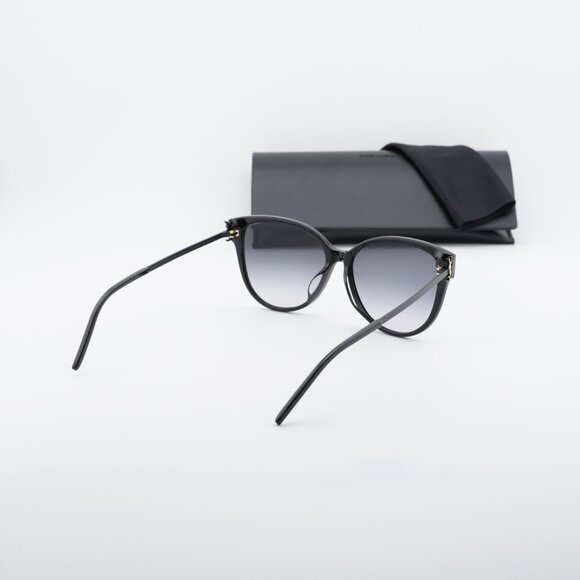 Saint Laurent SLM48S_A/K 002 Sunglasses Black Cat Eye Frame, Grey Lenses